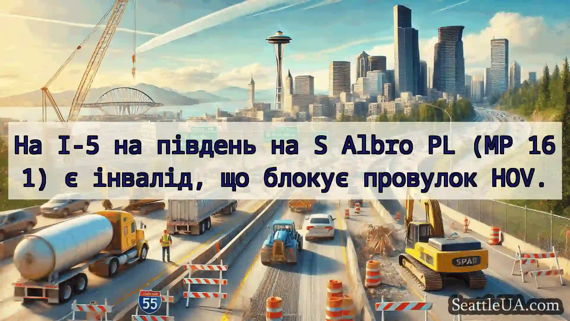 Транспортні новини Сіетла На I-5 на південь на S Albro PL