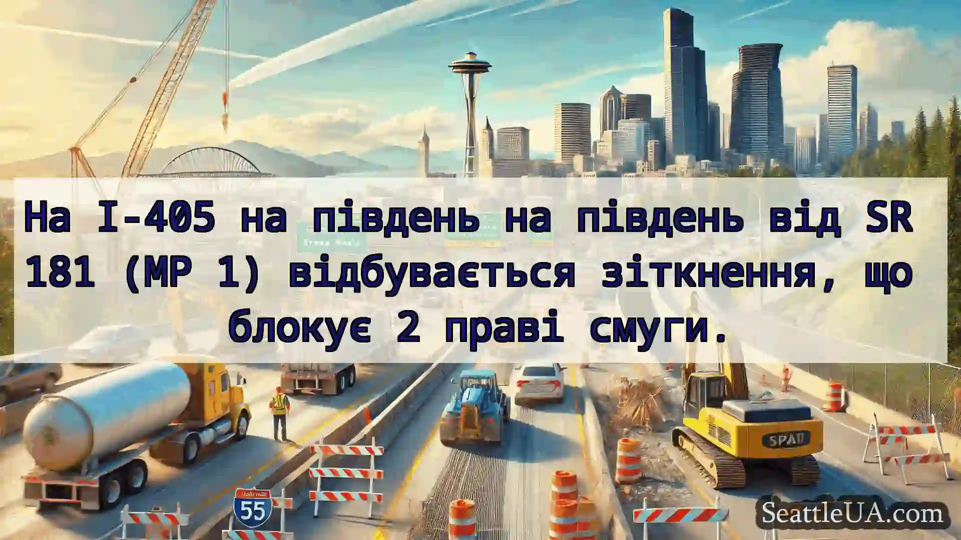 Транспортні новини Сіетла На I-405 на південь на південь від