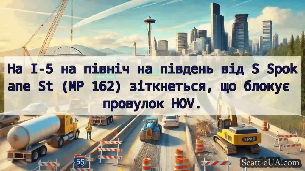 Транспортні новини Сіетла На I-5 на північ на південь від S