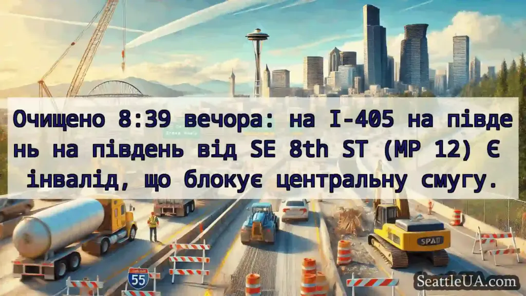 Транспортні новини Сіетла Очищено 8:39 вечора: на I-405 на
