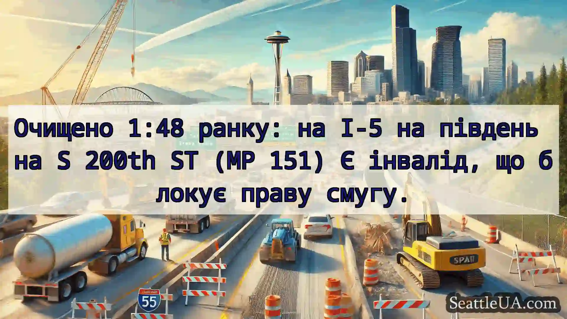 Транспортні новини Сіетла Очищено 1:48 ранку: на I-5 на