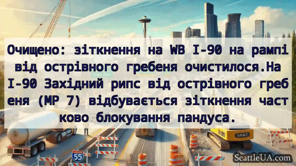 Транспортні новини Сіетла Очищено: зіткнення на WB I-90 на