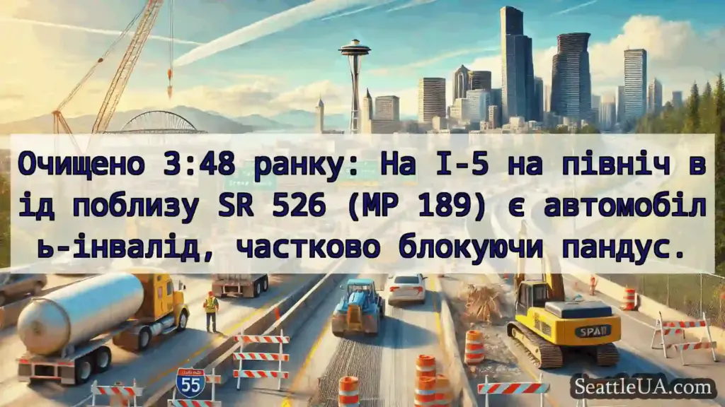 Транспортні новини Сіетла Очищено 3:48 ранку: На I-5 на