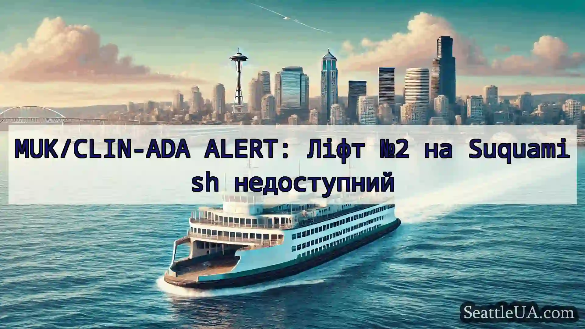 новини про пороми Сіетла MUK/CLIN-ADA ALERT: Ліфт №2 на