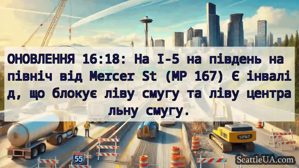 Транспортні новини Сіетла ОНОВЛЕННЯ 16:18: На I-5 на південь