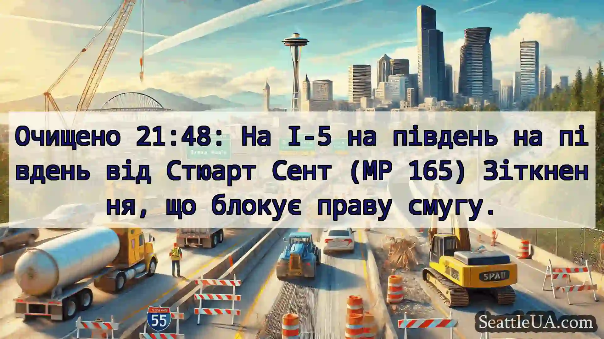 Транспортні новини Сіетла Очищено 21:48: На I-5 на південь