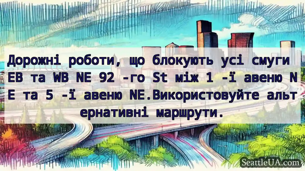 Транспортні новини Сіетла Дорожні роботи, що блокують усі
