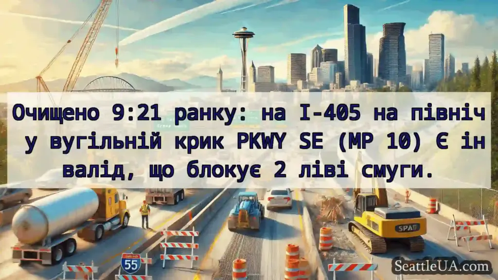 Транспортні новини Сіетла Очищено 9:21 ранку: на I-405 на