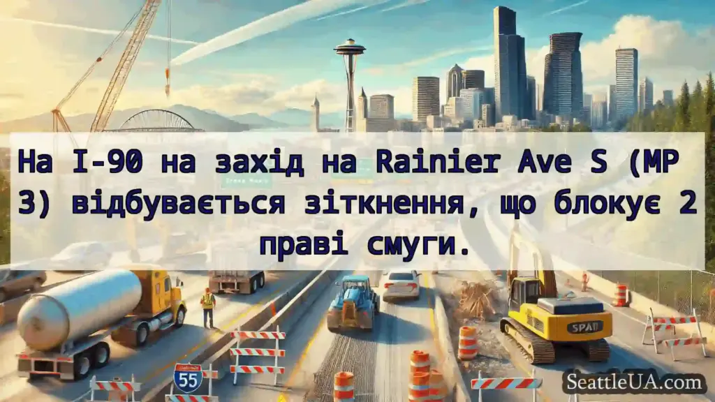 Транспортні новини Сіетла На I-90 на захід на Rainier Ave S