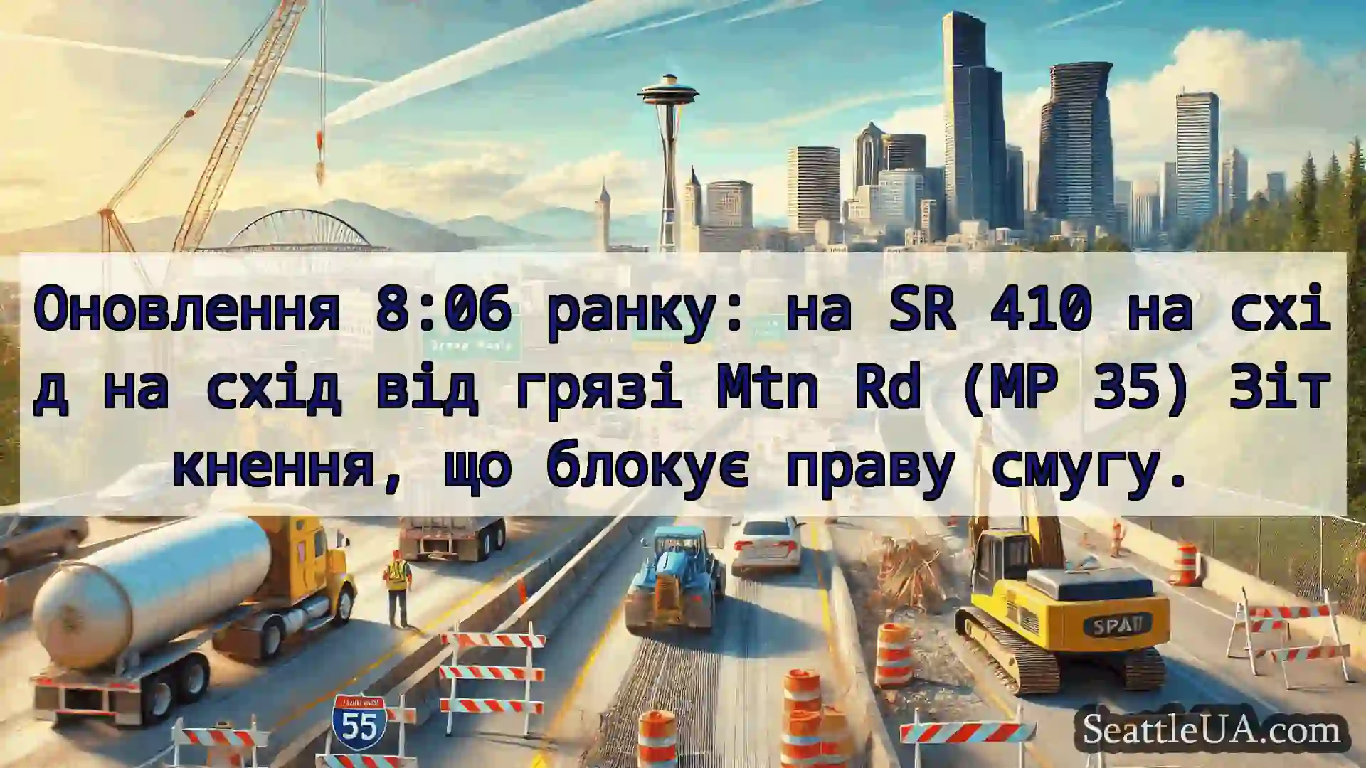 Транспортні новини Сіетла Оновлення 8:06 ранку: на SR 410 на