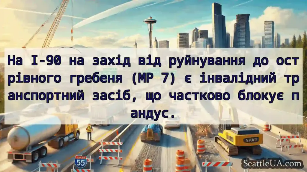Транспортні новини Сіетла На I-90 на захід від руйнування до