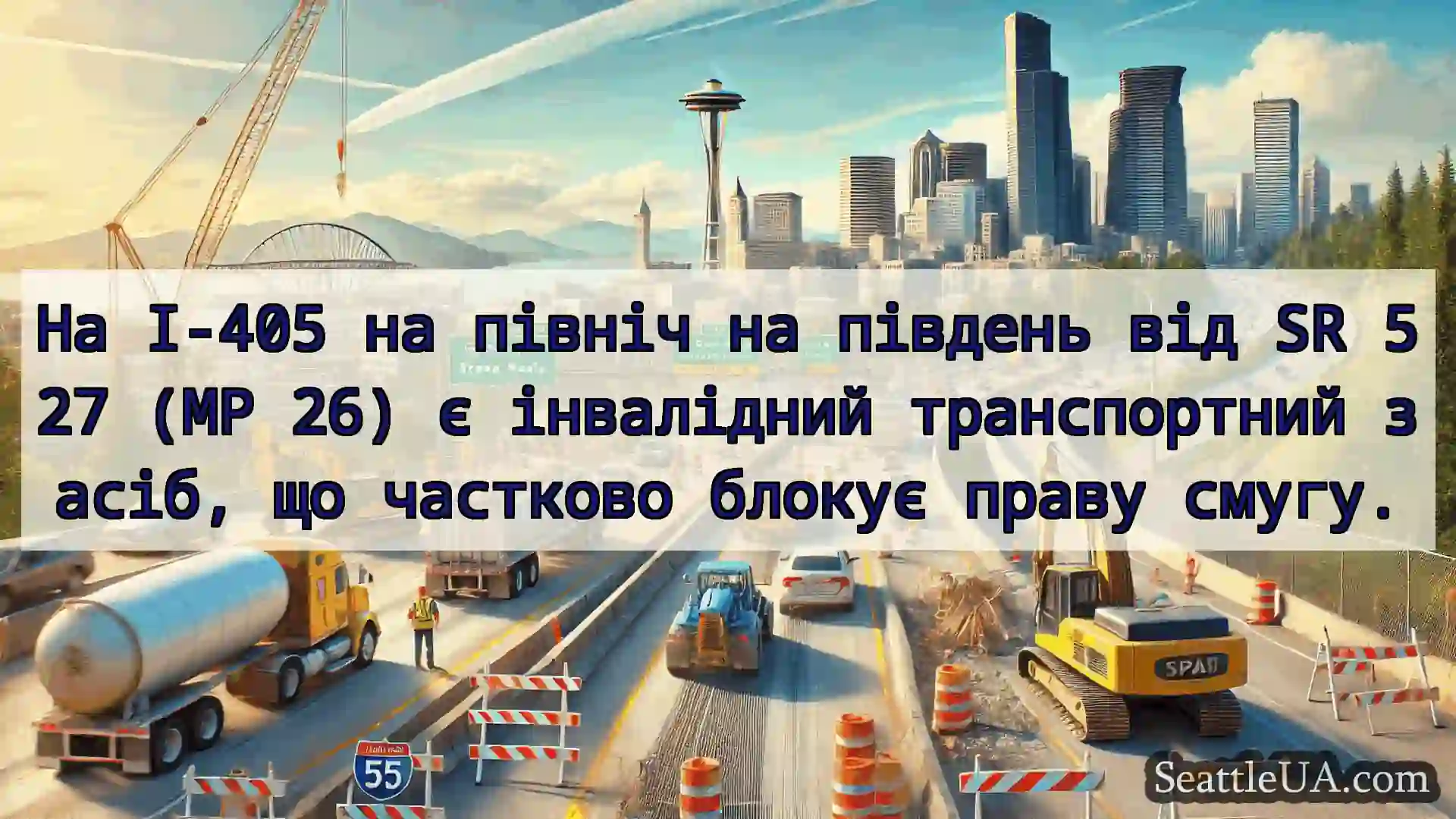 Транспортні новини Сіетла На I-405 на північ на південь від