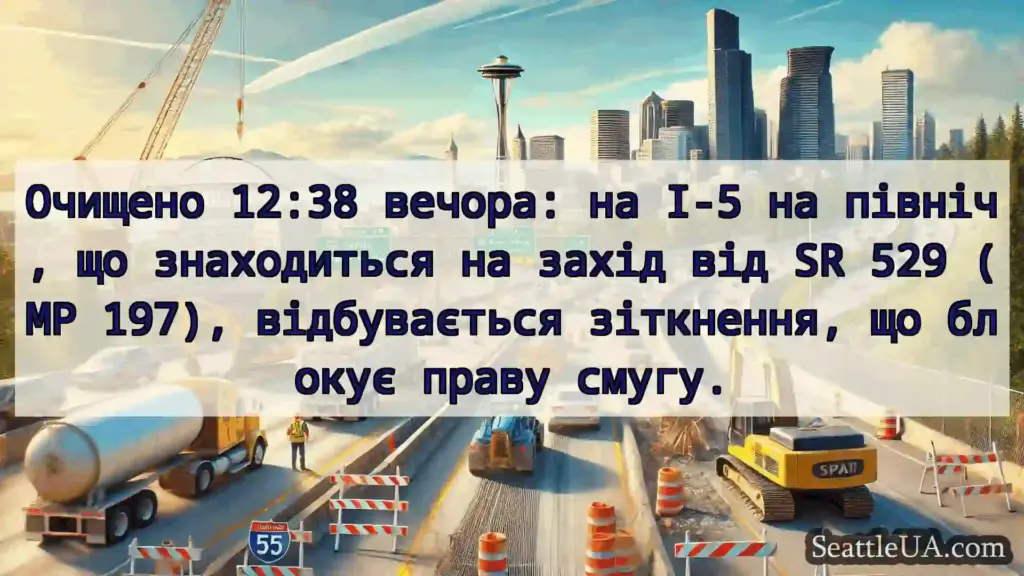 Транспортні новини Сіетла Очищено 12:38 вечора: на I-5 на