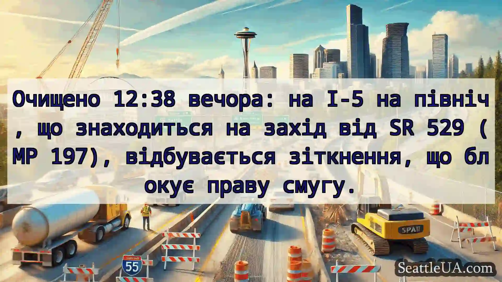 Транспортні новини Сіетла Очищено 12:38 вечора: на I-5 на