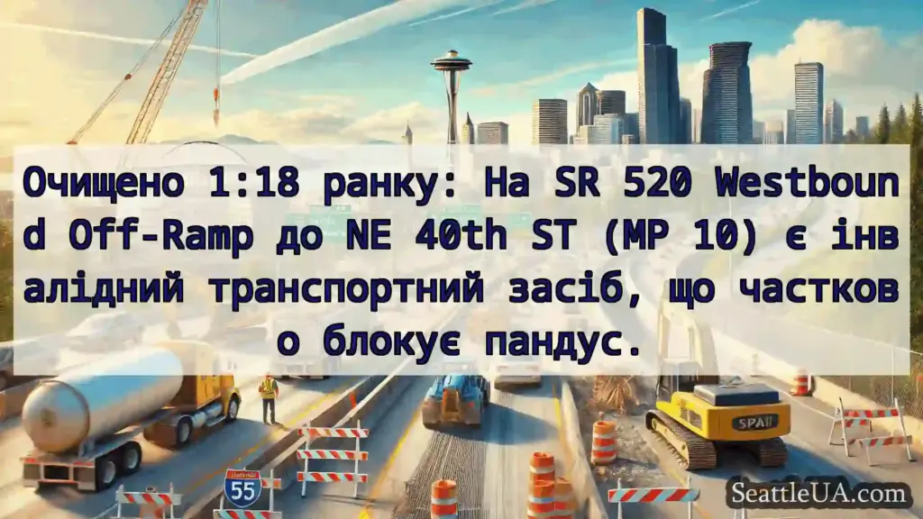Транспортні новини Сіетла Очищено 1:18 ранку: На SR 520