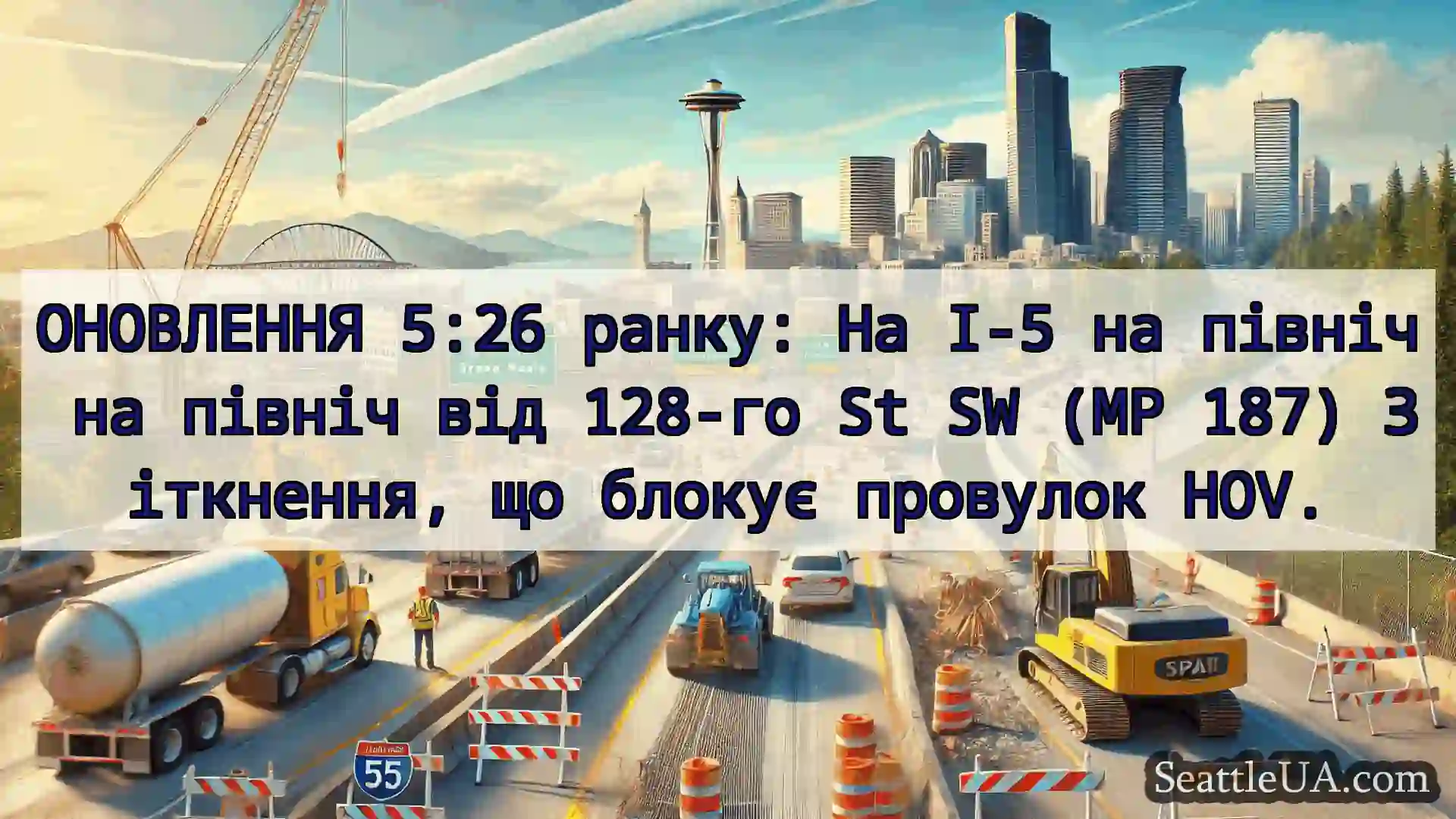 Транспортні новини Сіетла ОНОВЛЕННЯ 5:26 ранку: На I-5 на