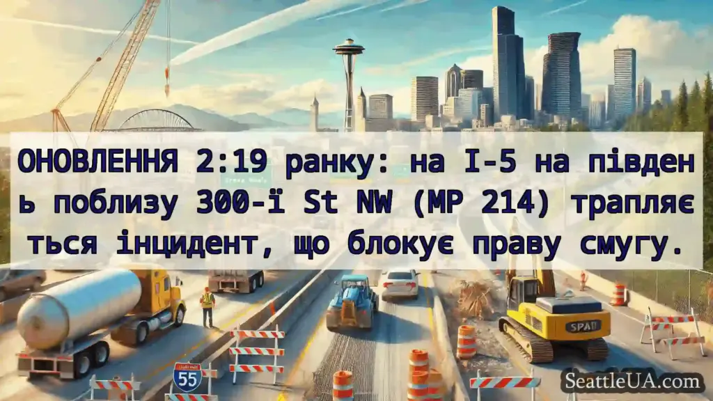 Транспортні новини Сіетла ОНОВЛЕННЯ 2:19 ранку: на I-5 на