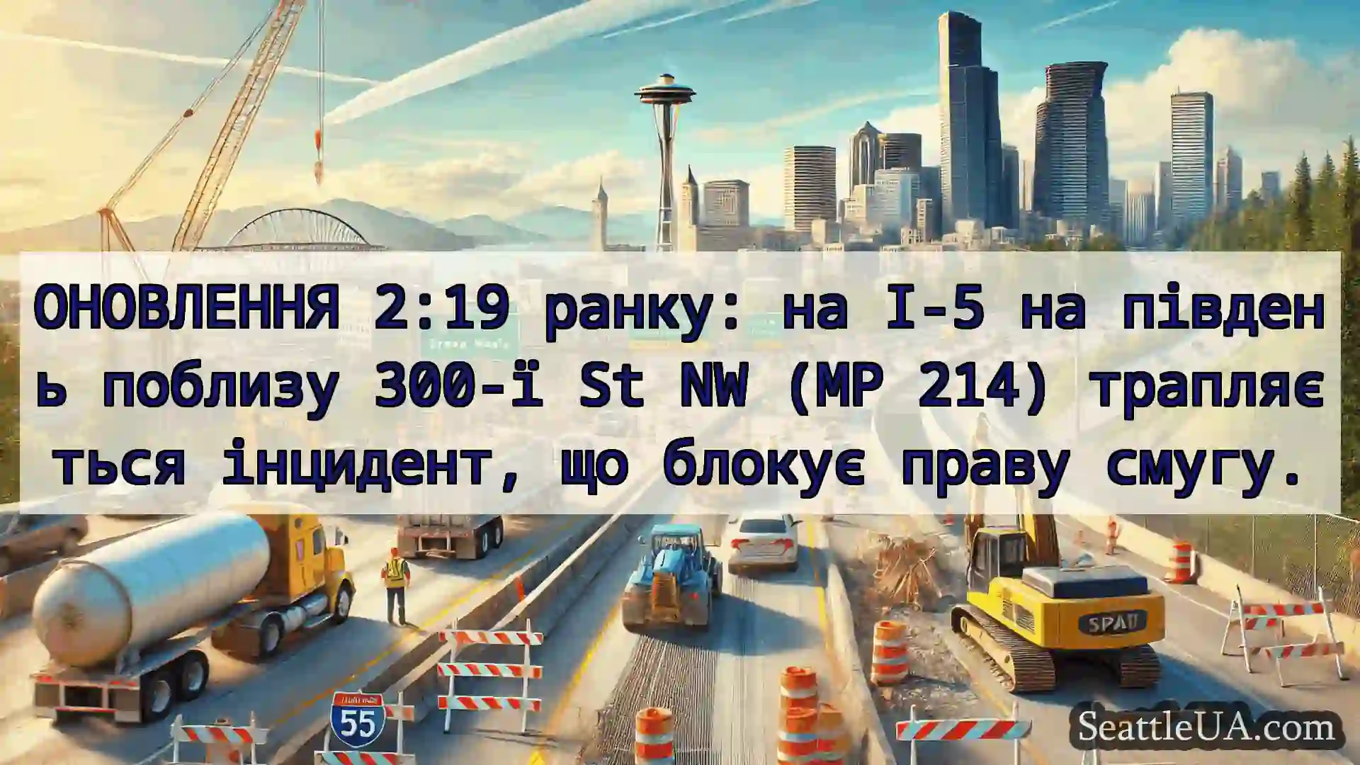 Транспортні новини Сіетла ОНОВЛЕННЯ 2:19 ранку: на I-5 на