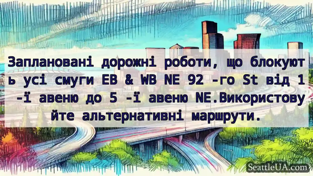 Транспортні новини Сіетла Заплановані дорожні роботи, що