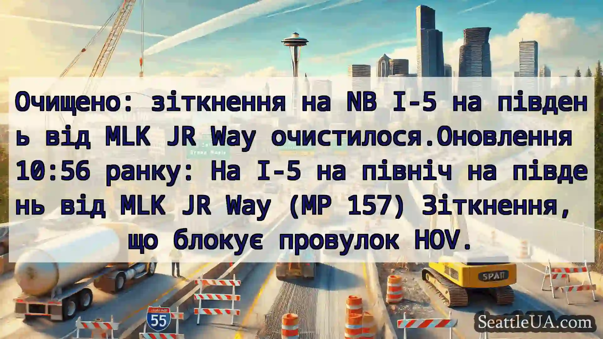 Транспортні новини Сіетла Очищено: зіткнення на NB I-5 на