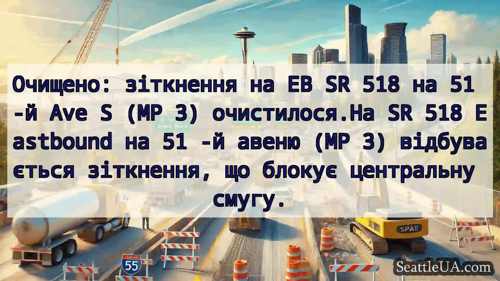 Транспортні новини Сіетла Очищено: зіткнення на EB SR 518 на