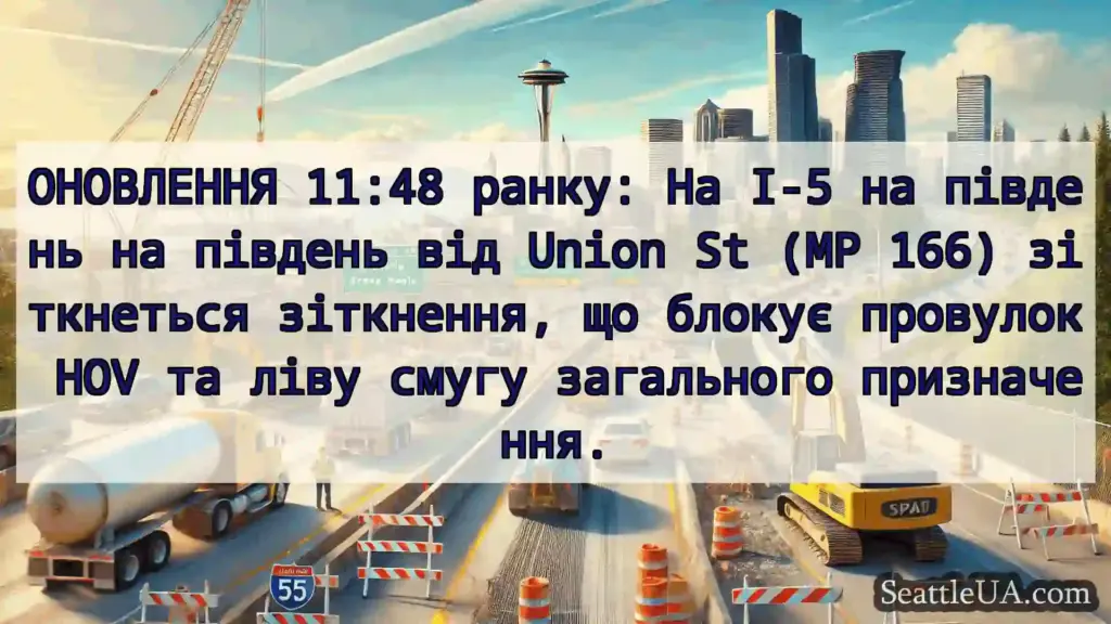 Транспортні новини Сіетла ОНОВЛЕННЯ 11:48 ранку: На I-5 на