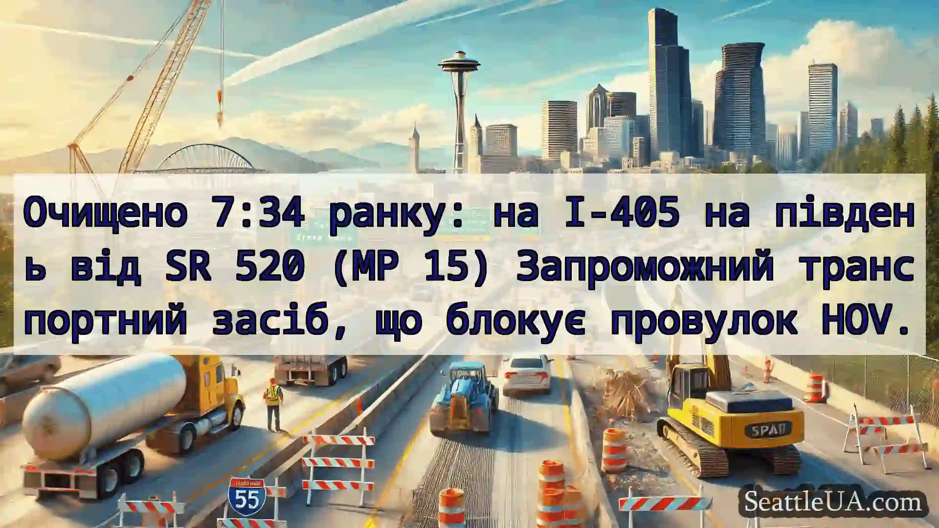 Транспортні новини Сіетла Очищено 7:34 ранку: на I-405 на