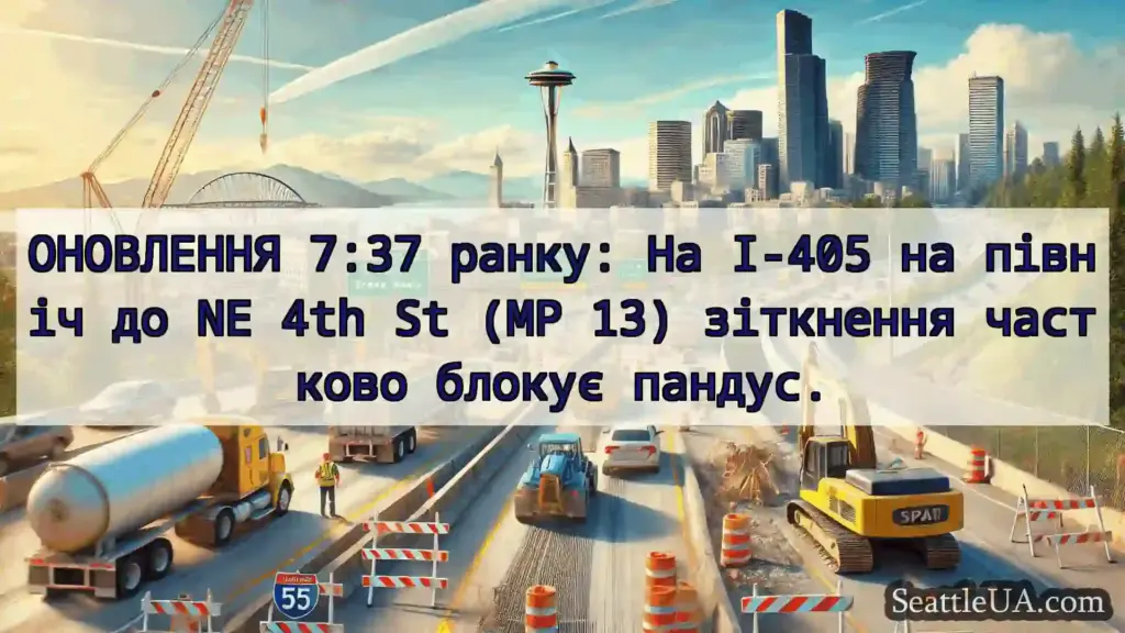 Транспортні новини Сіетла ОНОВЛЕННЯ 7:37 ранку: На I-405 на
