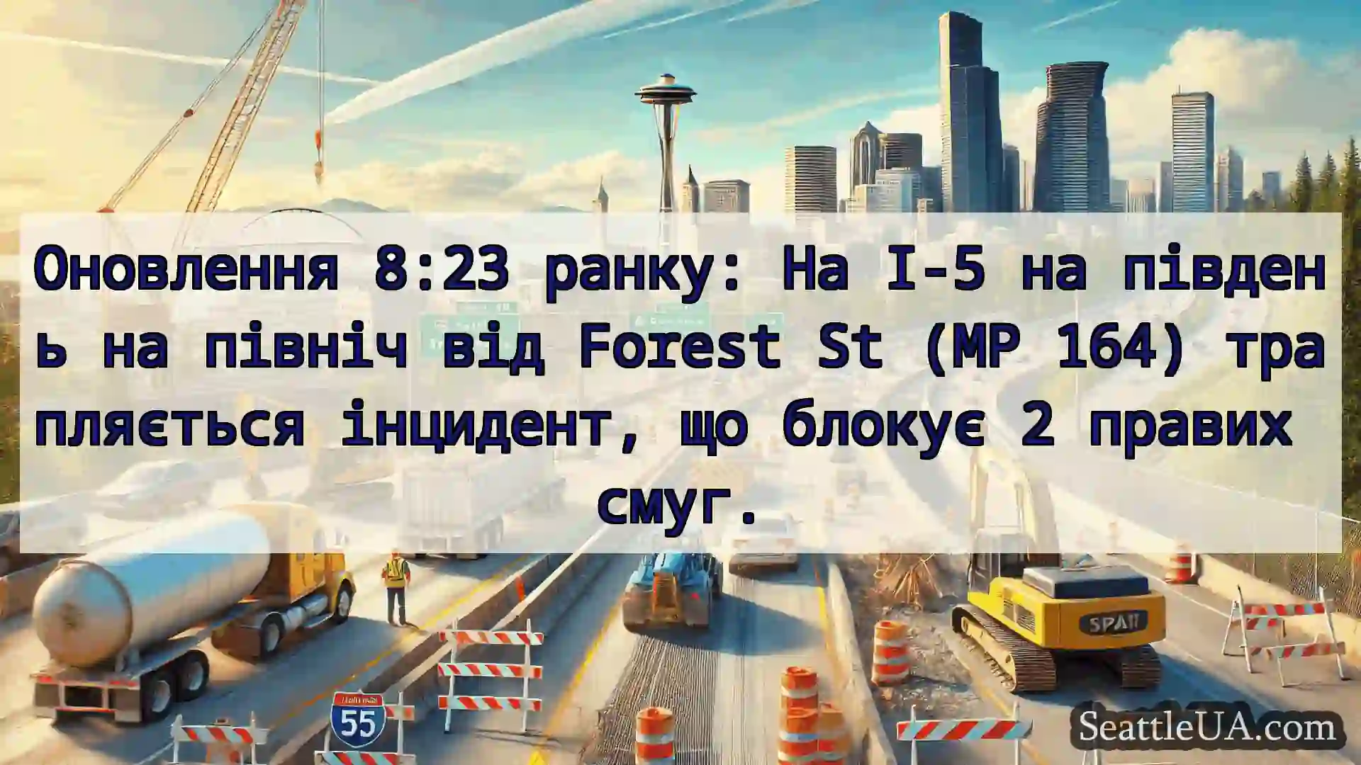 Транспортні новини Сіетла Оновлення 8:23 ранку: На I-5 на