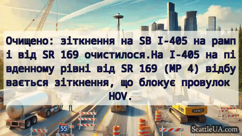 Транспортні новини Сіетла Очищено: зіткнення на SB I-405 на