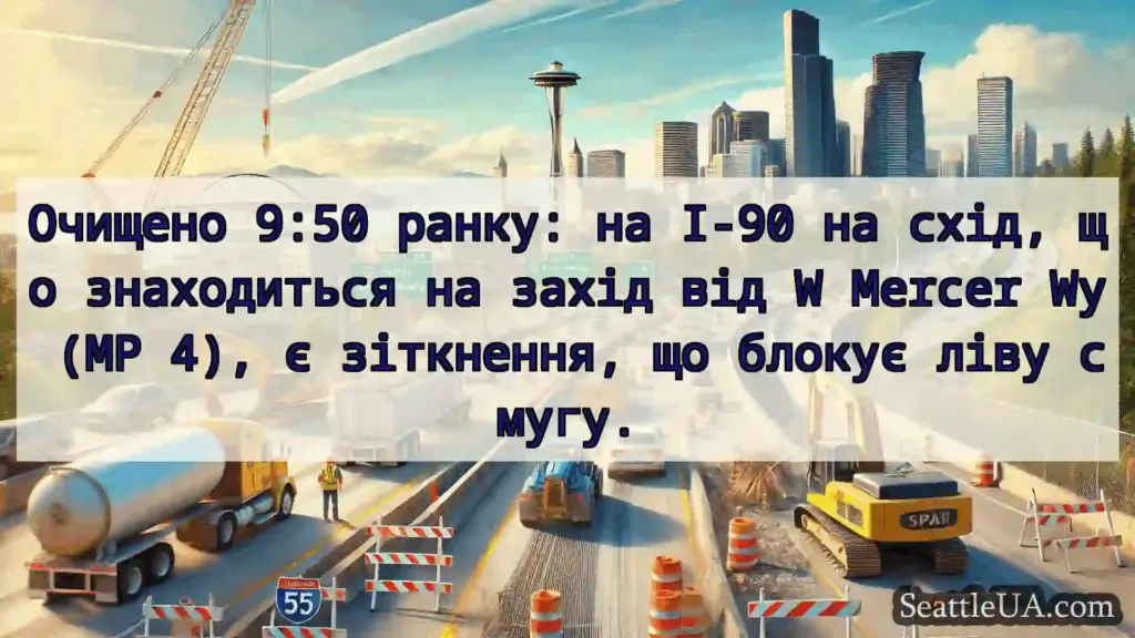 Транспортні новини Сіетла Очищено 9:50 ранку: на I-90 на