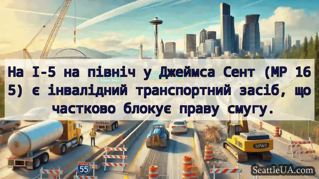 Транспортні новини Сіетла На I-5 на північ у Джеймса Сент