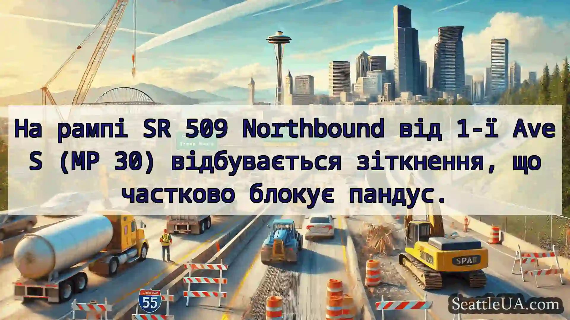 Транспортні новини Сіетла На рампі SR 509 Northbound від 1-ї