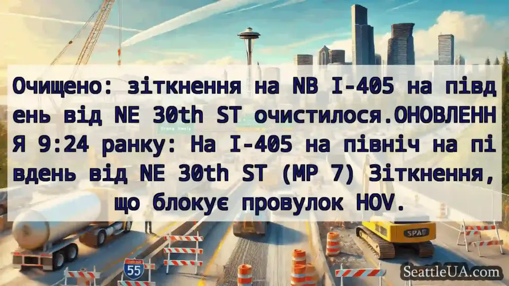 Транспортні новини Сіетла Очищено: зіткнення на NB I-405 на