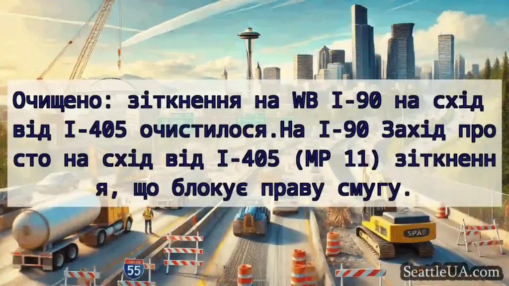 Транспортні новини Сіетла Очищено: зіткнення на WB I-90 на