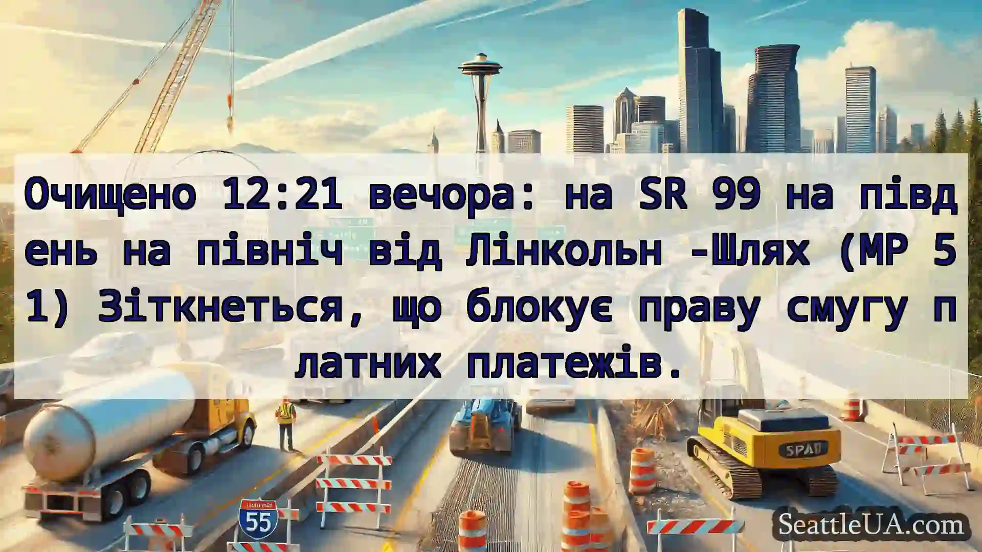 Транспортні новини Сіетла Очищено 12:21 вечора: на SR 99 на