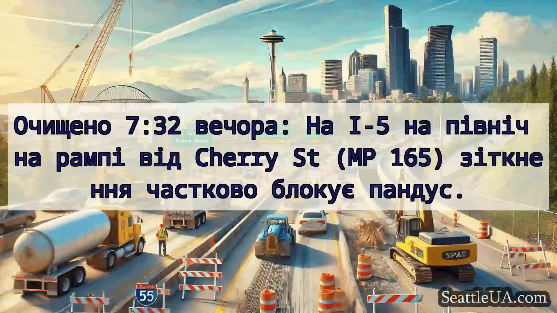 Транспортні новини Сіетла Очищено 7:32 вечора: На I-5 на