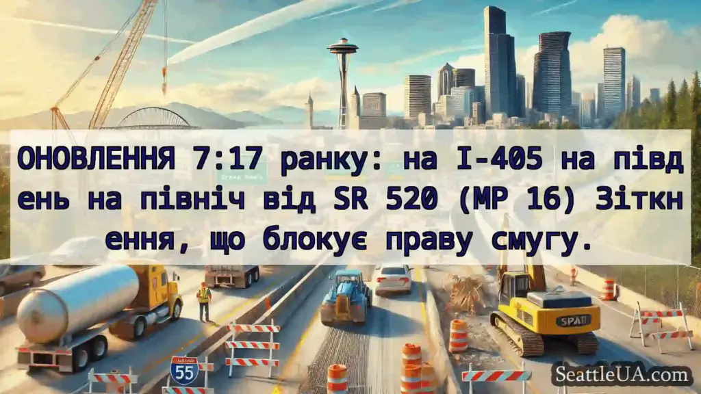 Транспортні новини Сіетла ОНОВЛЕННЯ 7:17 ранку: на I-405 на