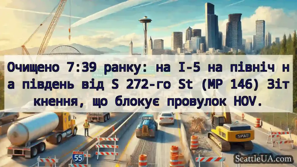 Транспортні новини Сіетла Очищено 7:39 ранку: на I-5 на