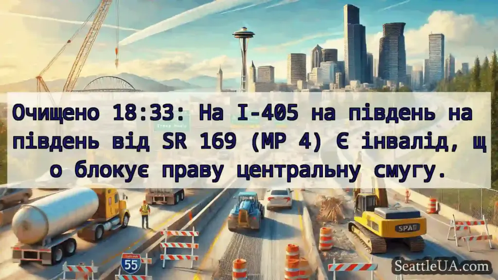 Транспортні новини Сіетла Очищено 18:33: На I-405 на південь