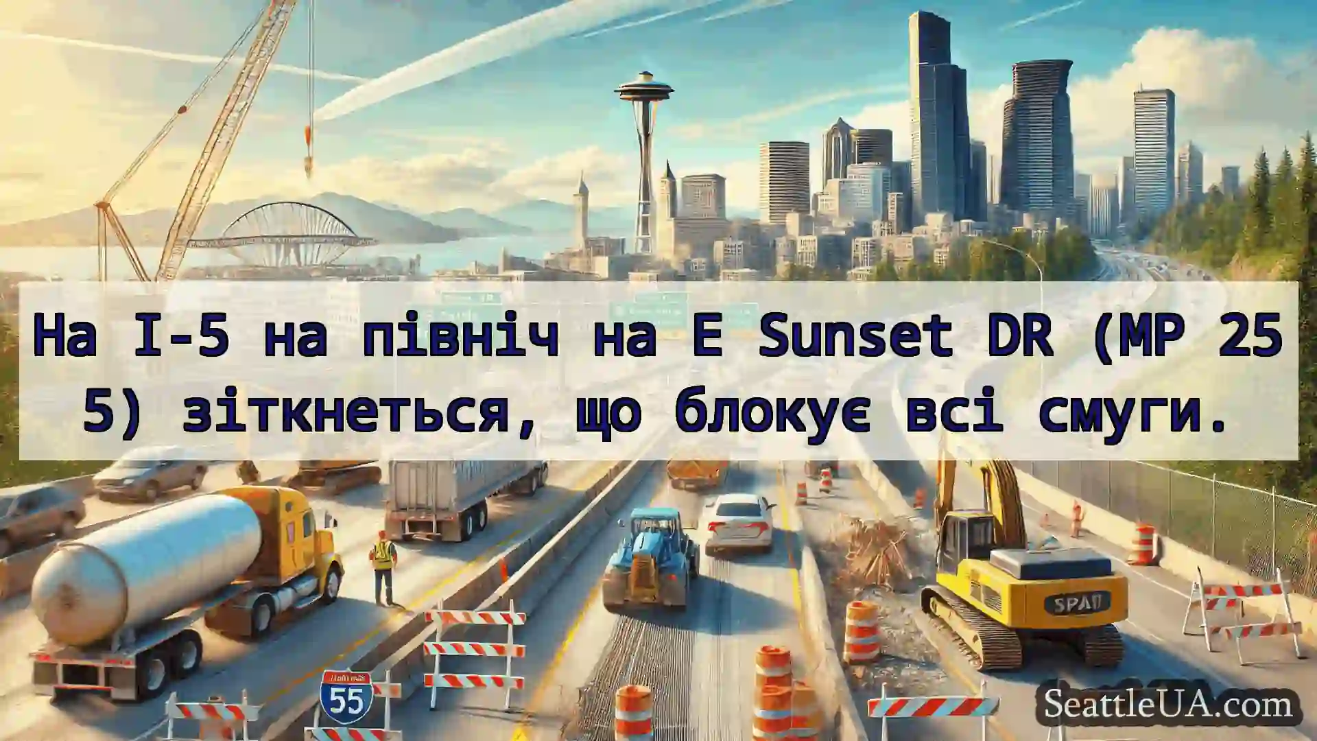 Транспортні новини Сіетла На I-5 на північ на E Sunset DR