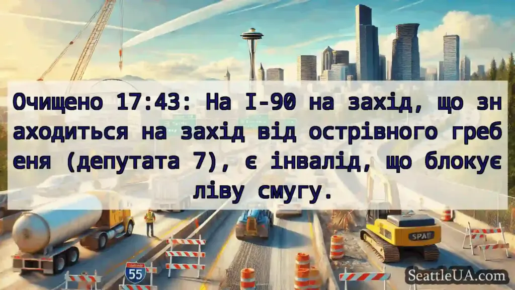 Транспортні новини Сіетла Очищено 17:43: На I-90 на захід,