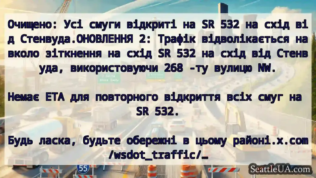 Транспортні новини Сіетла Очищено: Усі смуги відкриті на SR