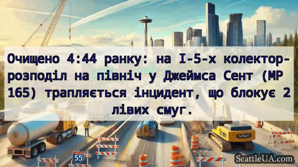 Транспортні новини Сіетла Очищено 4:44 ранку: на I-5-х