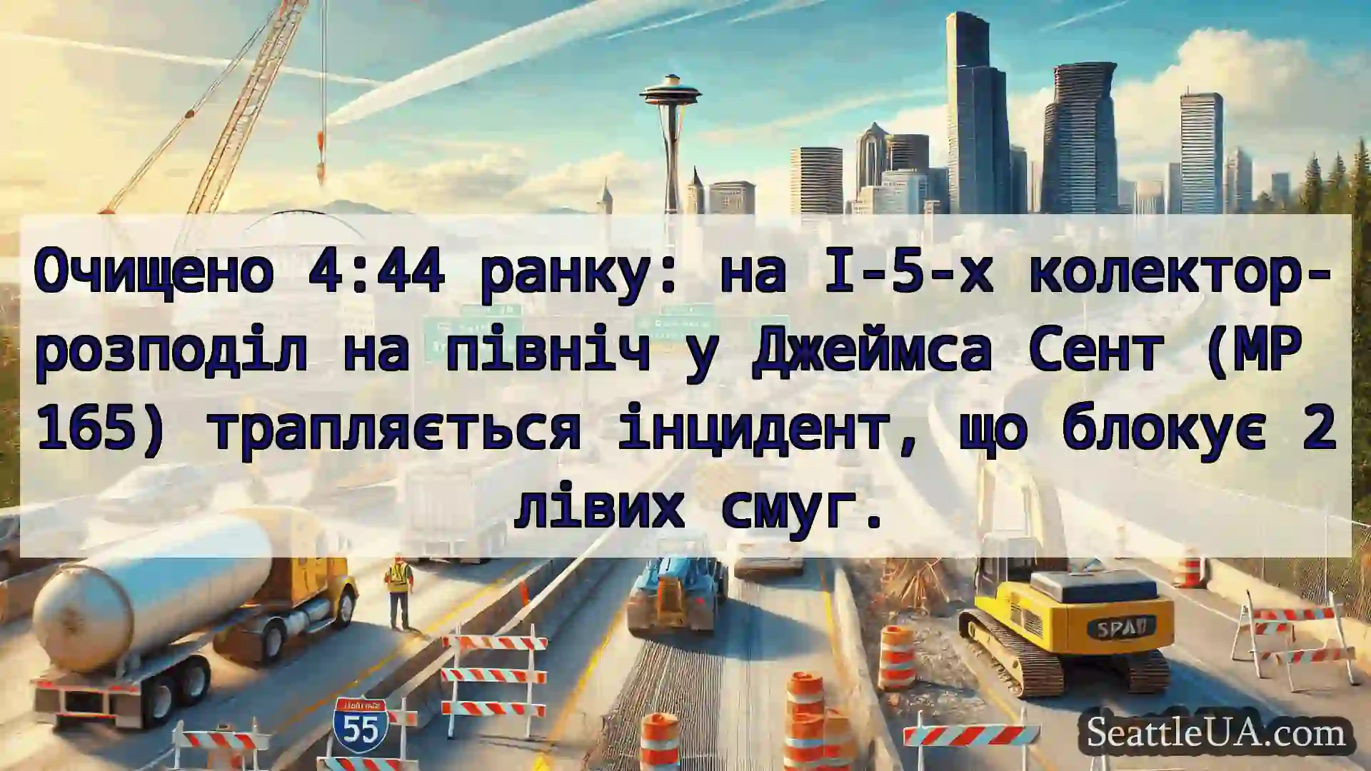 Транспортні новини Сіетла Очищено 4:44 ранку: на I-5-х