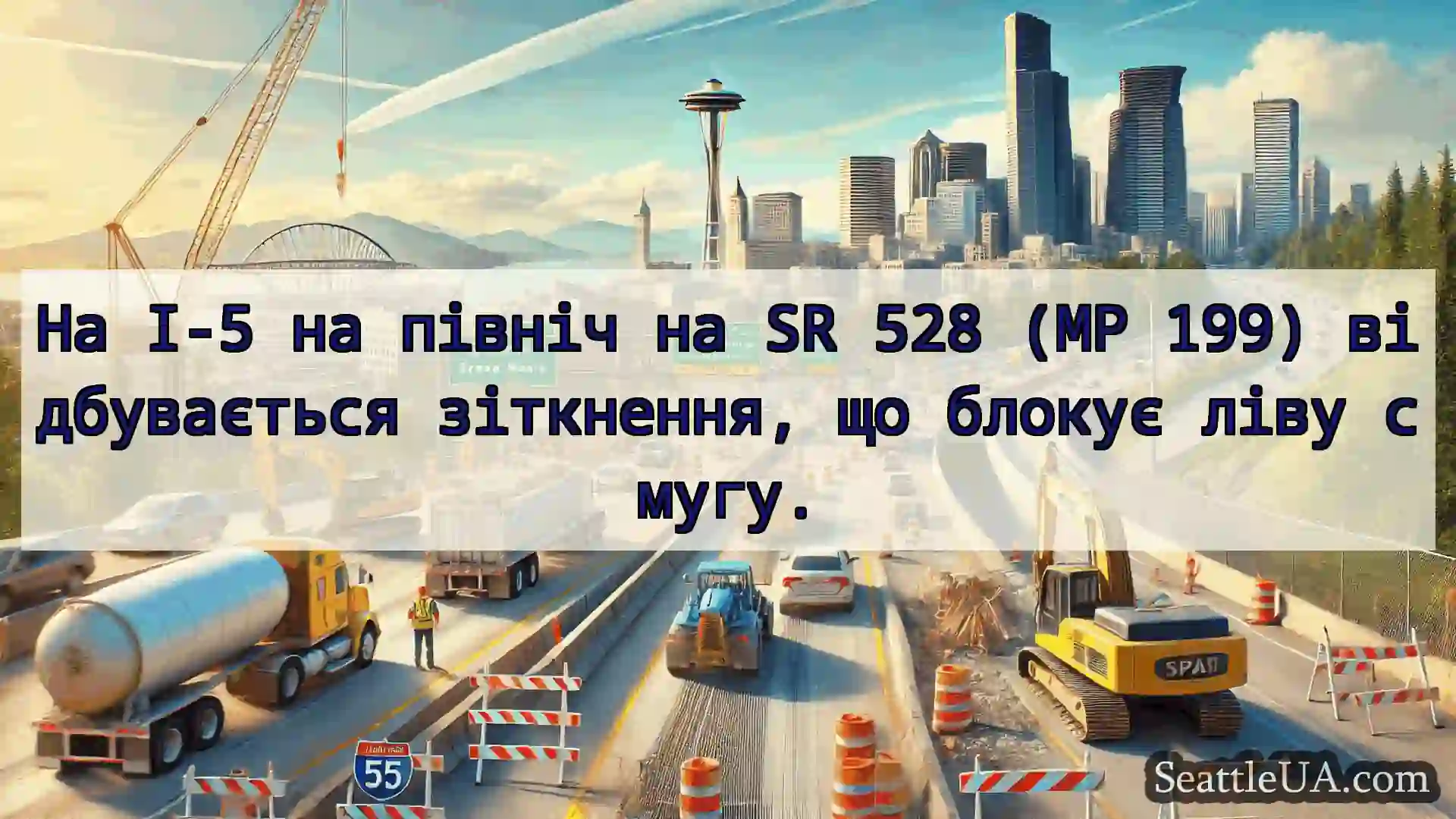 Транспортні новини Сіетла На I-5 на північ на SR 528 (MP