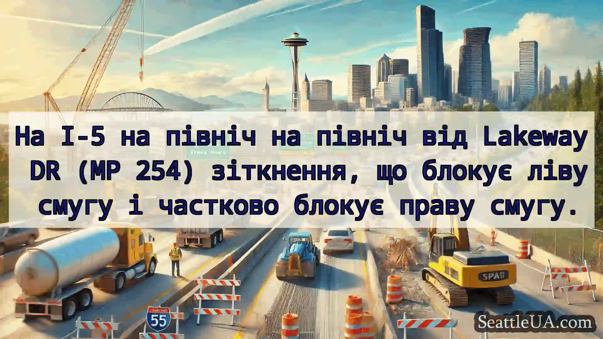 Транспортні новини Сіетла На I-5 на північ на північ від