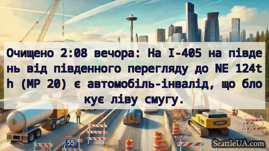 Транспортні новини Сіетла Очищено 2:08 вечора: На I-405 на