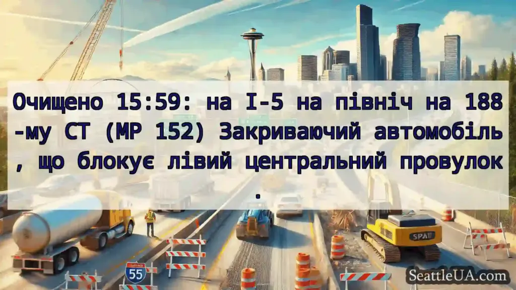 Транспортні новини Сіетла Очищено 15:59: на I-5 на північ на
