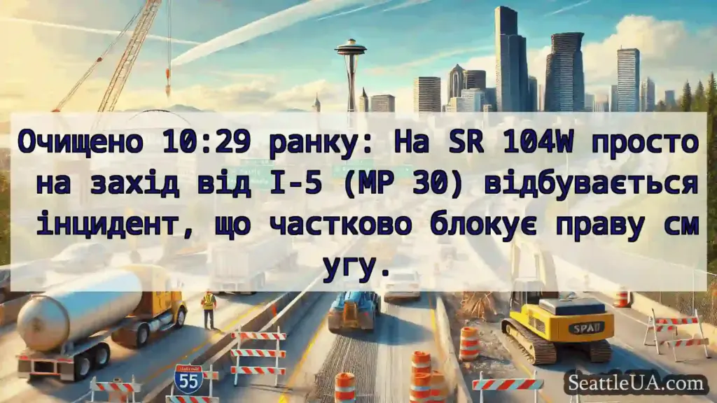 Транспортні новини Сіетла Очищено 10:29 ранку: На SR 104W